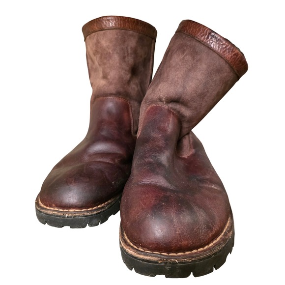 Vintage UGG Australia Men Merrick Brown Leather Suede Shearling Boots 5143 Sz 15